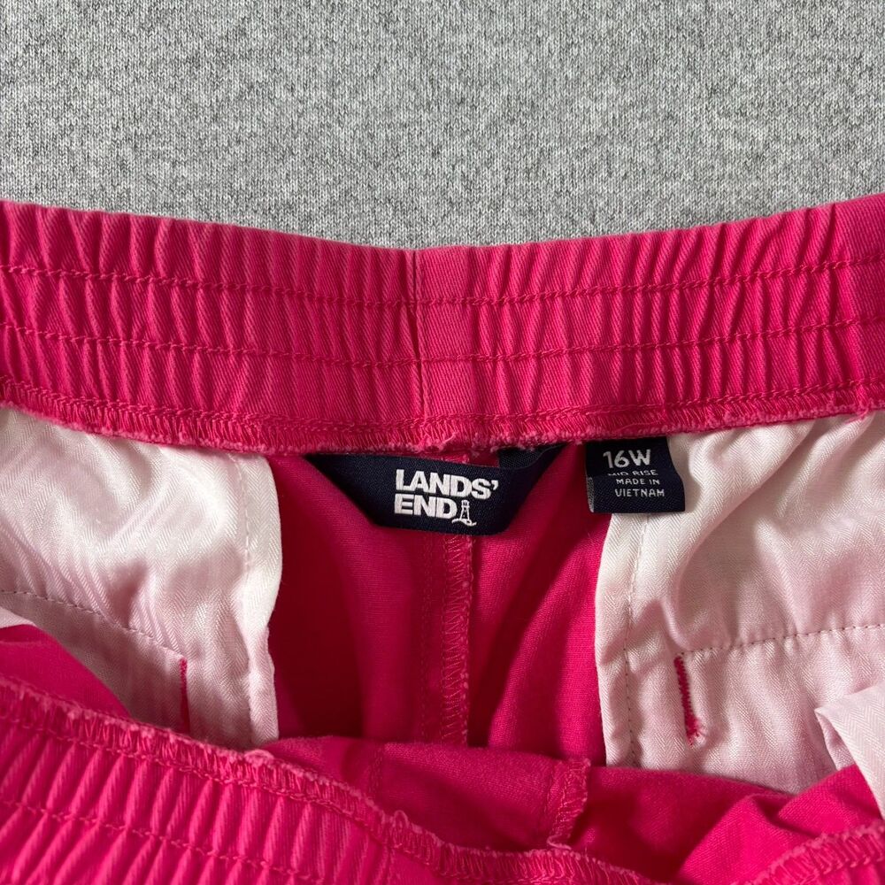 Lands’ End Women’s Shorts 16W Hot Pink Cotton Stretch Pull On Chino Mid Rise - Picture 4 of 6